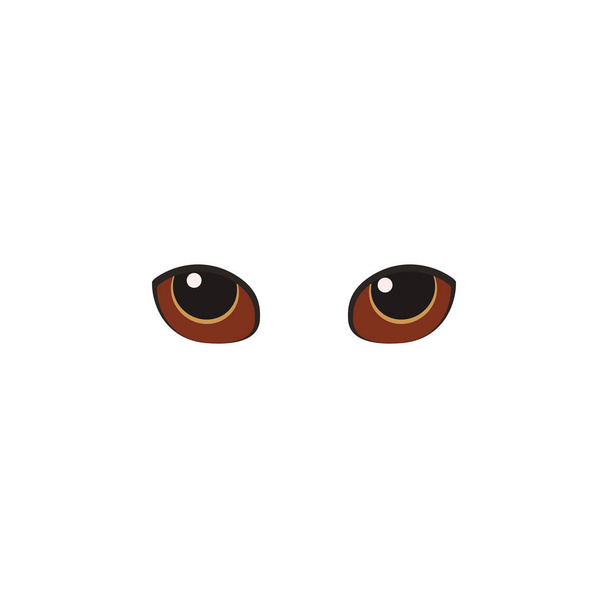 Tatlı kedi kahverengi büyük gözleri renk simgesi. Gözlerin elemanları çok renkli simgeler. Üstün kaliteli grafik tasarım simgesi - Vektör, Görsel