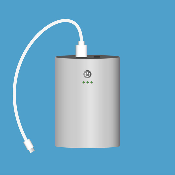 Banco de alimentación con cable USB. Cargador portátil
 - Vector, imagen