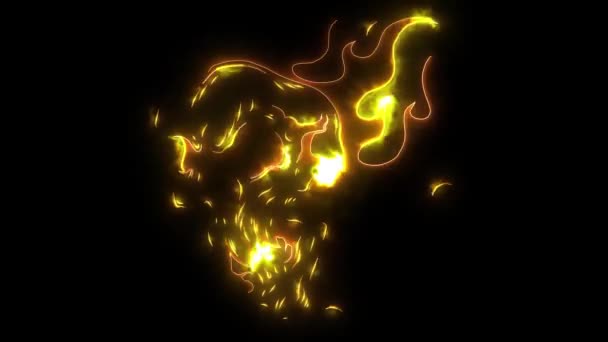 Crânio em animação a laser de fogo
 - Filmagem, Vídeo