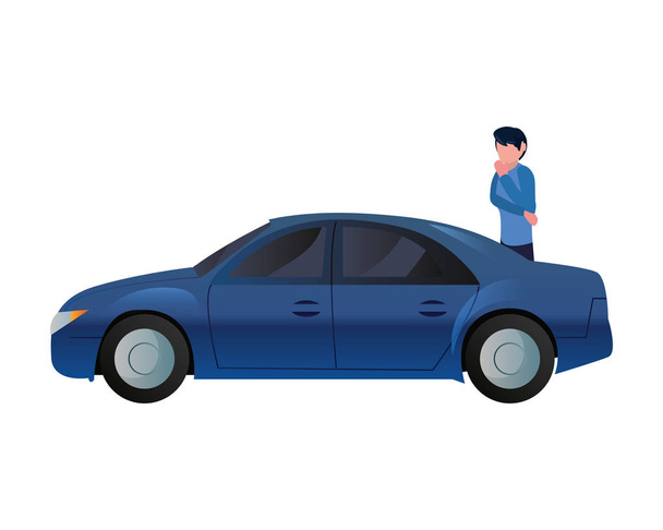 homem com seu carro ícone ilustração vetor
 - Vetor, Imagem