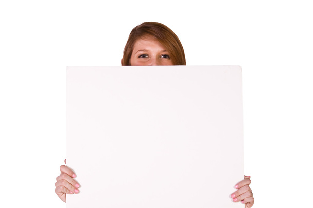 Woman Holding a Blank Sign - Valokuva, kuva