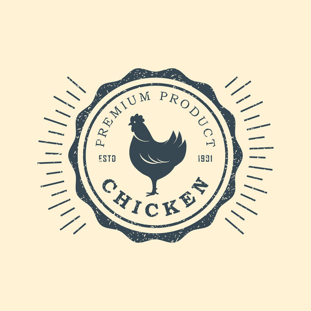 Logo de pollo premium. Etiquetas, distintivos y elementos de diseño. Estilo retro. Ilustración vectorial
. - Vector, Imagen