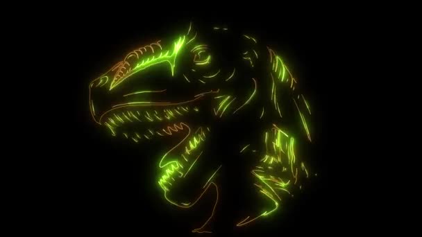 Dinosaur silhouettes face video laser animation - Footage, Video