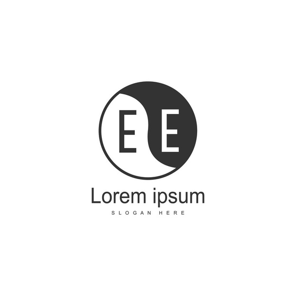 Modern çerçeveile ilk Ee logo şablonu. Minimalist Ee harf logosu vektör illüstrasyon - Vektör, Görsel