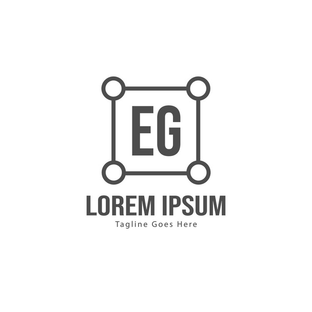 Eerste EG logo sjabloon met modern frame. Minimalistische EG brief logo vector illustratie - Vector, afbeelding