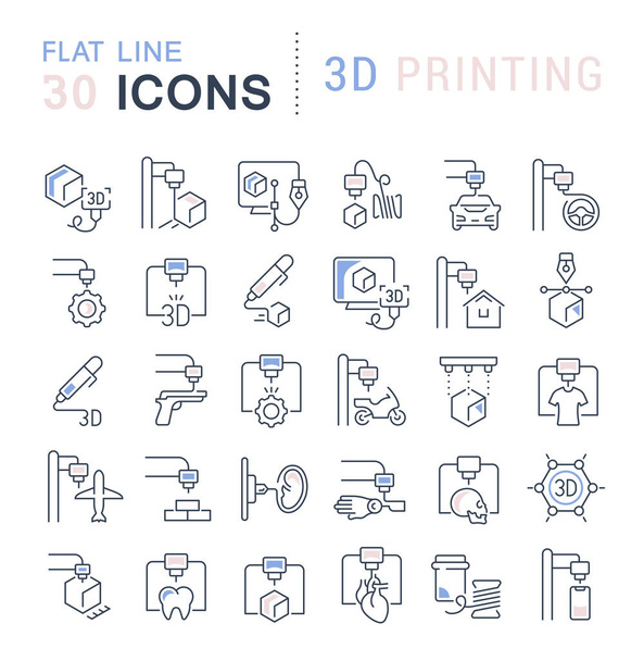 Vektorvonal ikonjainak beállítása 3D nyomtatáshoz - Vektor, kép