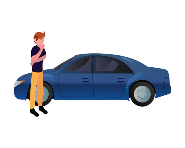 hombre con su coche icono vector ilustración
 - Vector, imagen