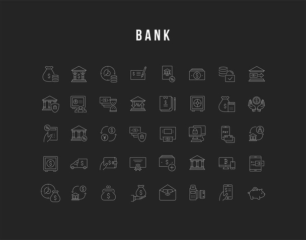 Vektorzeilensymbole der Bank setzen - Vektor, Bild