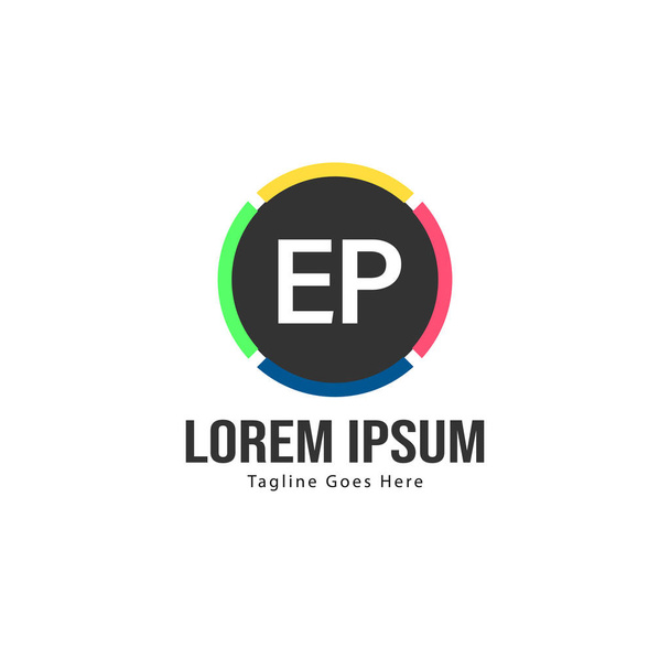 Eerste EP logo sjabloon met modern frame. Minimalistische EP letter logo vector illustratie - Vector, afbeelding