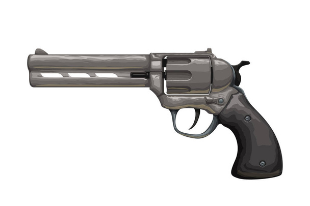 dark vintage revolver isolated on white - Vector, Imagen