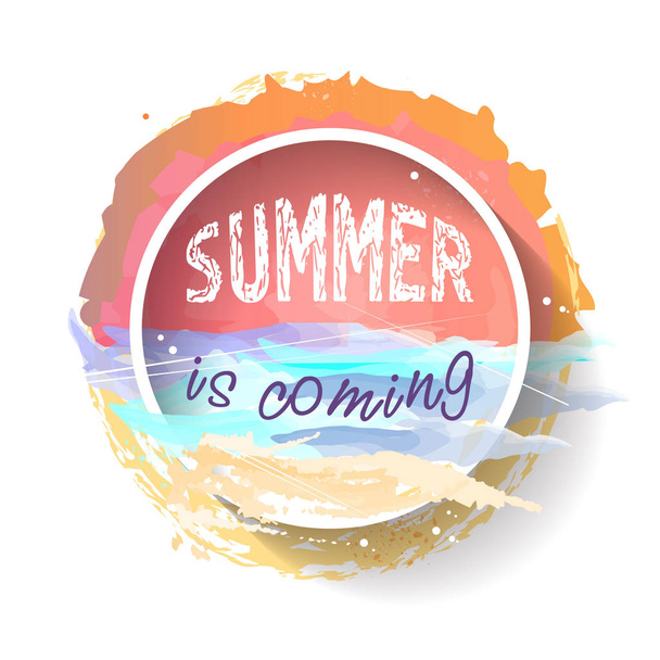 Summer logo, hand drawn tags and elements set, labels for summer holiday, sun. - Vetor, Imagem
