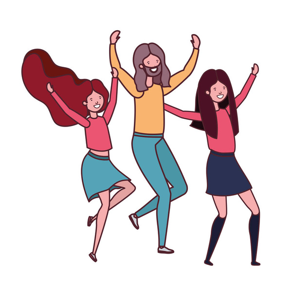 group of people dancing in white background - Vector, Image