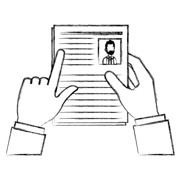 χέρια με έγγραφο βιογραφικό σημείωμα - Διάνυσμα, εικόνα