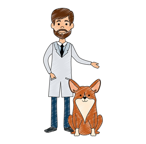 eläinlääkäri, jolla on koiran avatar luonne
 - Vektori, kuva