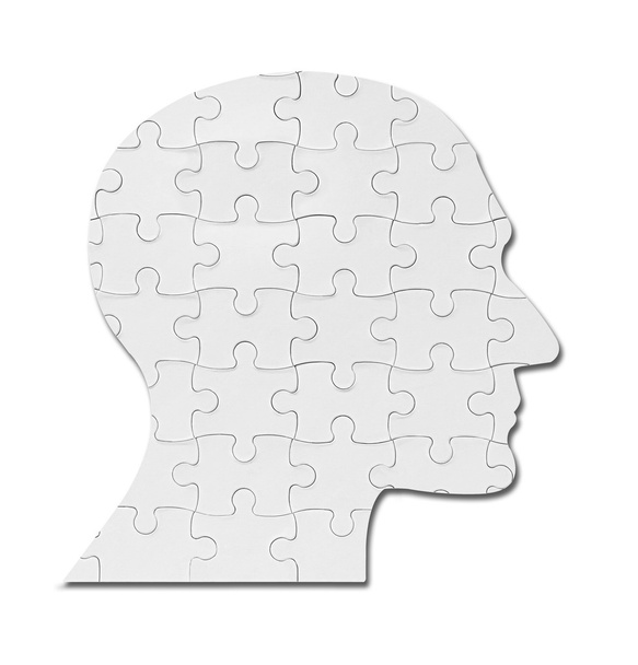 puzzle játék megoldás fej silhouette elme agy - Fotó, kép