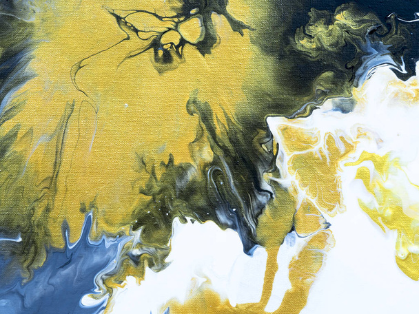 Blau und Gold kreative abstrakte handbemalte Hintergrund, Marmor  - Foto, Bild