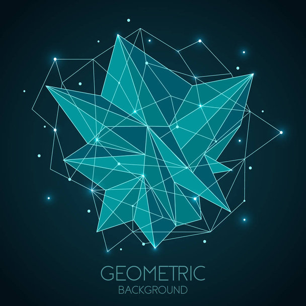 Polygonal abstract futuristic template, low poly sign on dark blue background. - Vector, Image