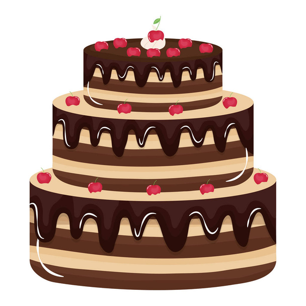 delicious sweet cake with cherries - Vector, Image