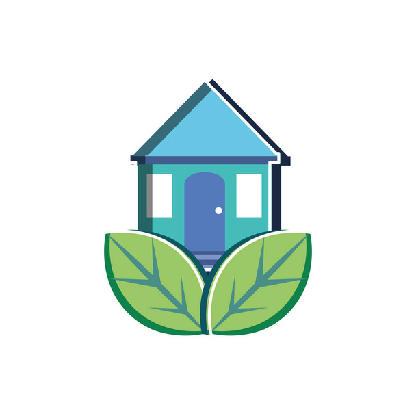 Isolated house with leaves design - Vector, Image