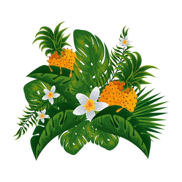 тропічний ананас з прикрасою листя
 - Вектор, зображення