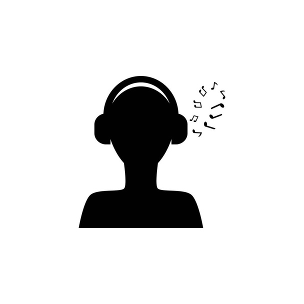 man listening to music on headphones icon. Element of music icon. Premium quality graphic design icon. Signs and symbols collection icon for websites, web design, mobile app - Vector, Image