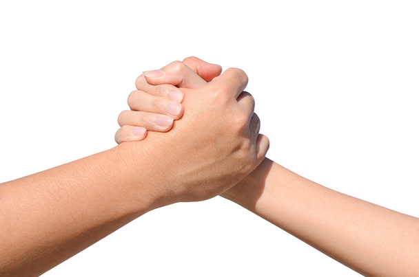 Partner hand between a man and a woman isolated - Photo, Image