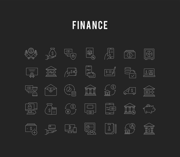 ビジネスと財務のベクトルラインアイコンの設定 - ベクター画像