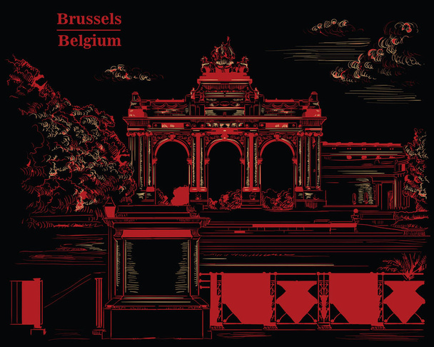 Triumphbogen im Park des fünfzigsten Jubiläums in Brüssel - Vektor, Bild