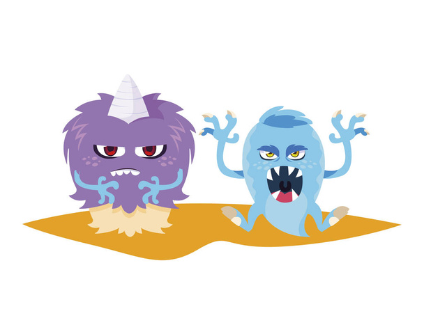 funny monsters comic characters colorful - Vector, Image