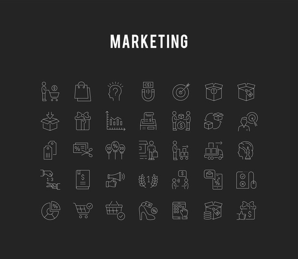 Establecer iconos de la línea vectorial de marketing
 - Vector, Imagen