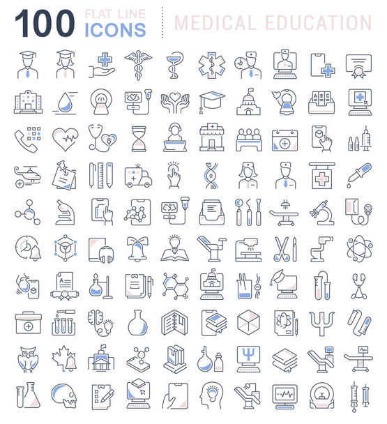 Set Vector Line Icons of Medical Education - Vector, Image