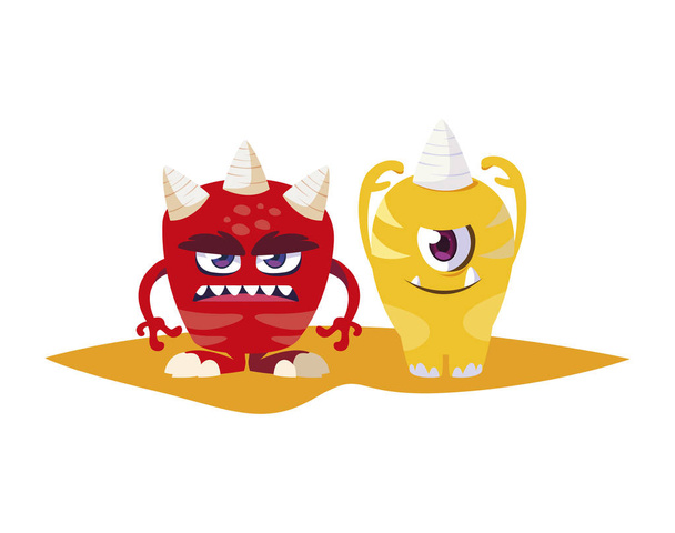 monstros engraçados personagens cômicos coloridos
 - Vetor, Imagem
