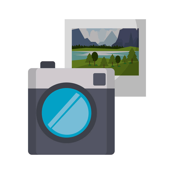 Instant photographic camera with photo - Vector, Image