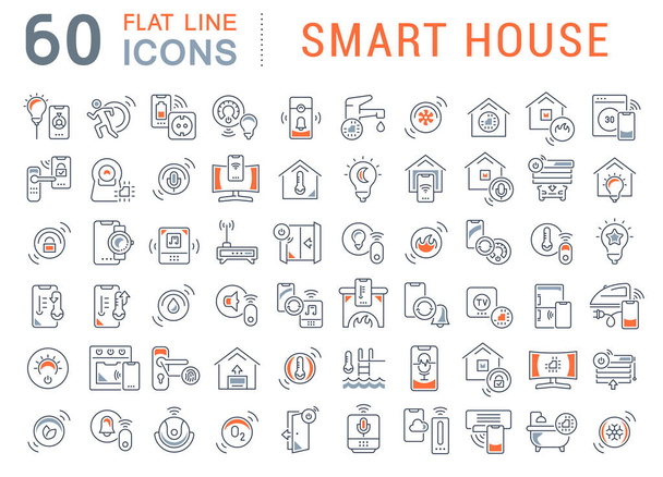 Állítsa be a Vektorvonal ikonjait Smart House - Vektor, kép