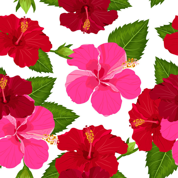 seamless tropical flower ,plant vector pattern background - Vector, Image