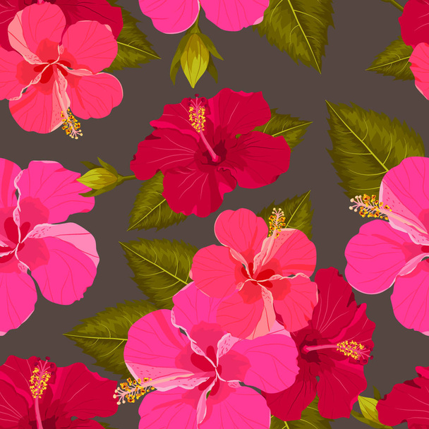 seamless tropical flower ,plant vector pattern background - Vector, imagen