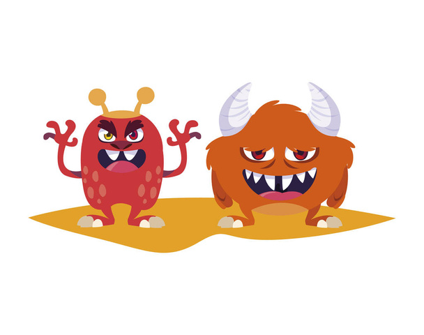 funny monsters comic characters colorful - Vector, Image