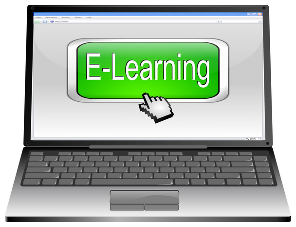 Laptop with E-Learning button - Photo, Image