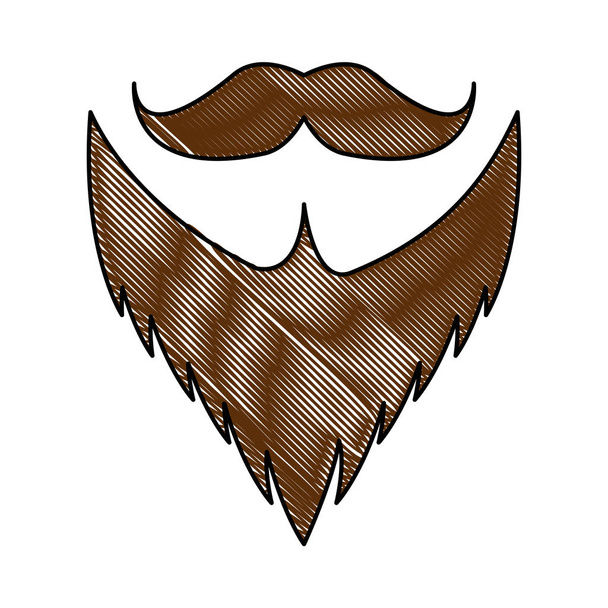 Schnurrbart und Bart im Hipster-Stil - Vektor, Bild