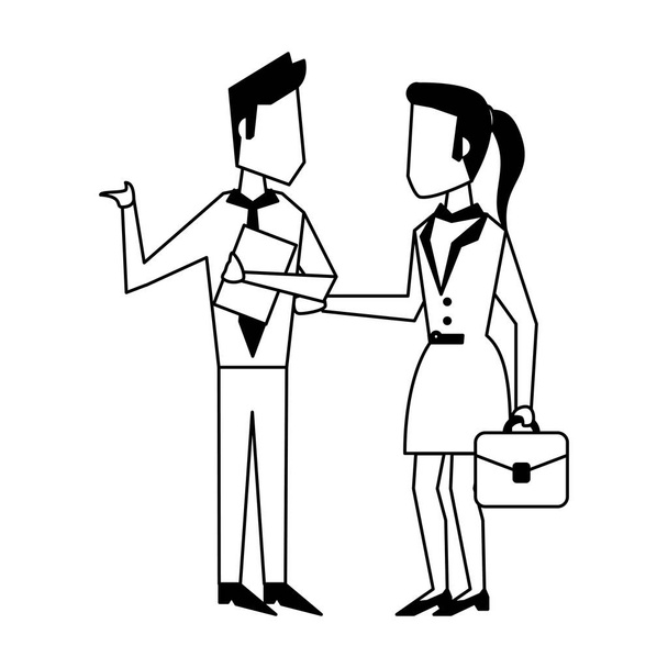 Business teamwork workers avatar in black and white - Vector, Image