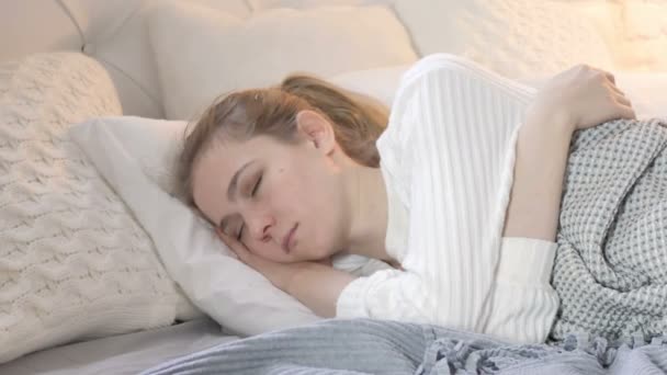 Pretty Woman Sleeping in Bed - Footage, Video
