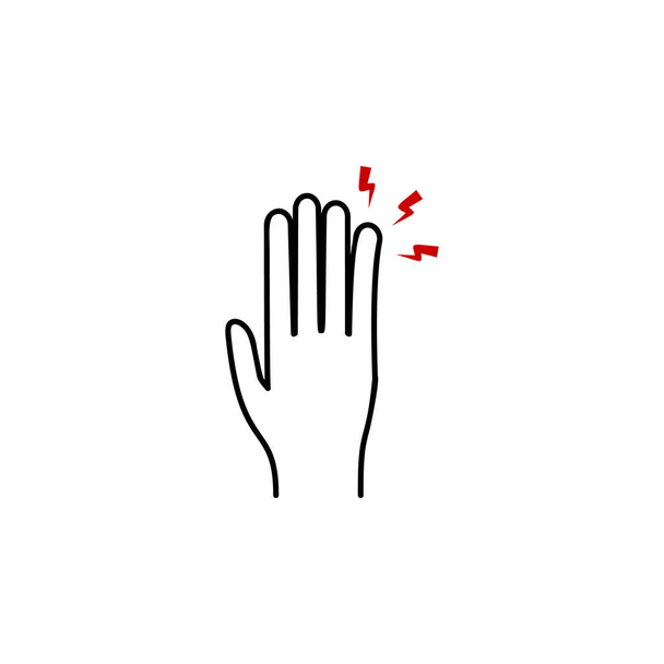 Schmerzen im Finger-Symbol. Element des menschlichen Körpers Schmerzen für mobile Konzept und Web-Apps Illustration. Thin Line Icon für Website-Design und -Entwicklung, App-Entwicklung - Vektor, Bild