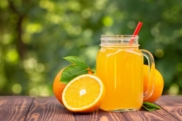 orange juice in mason jar - Fotografie, Obrázek