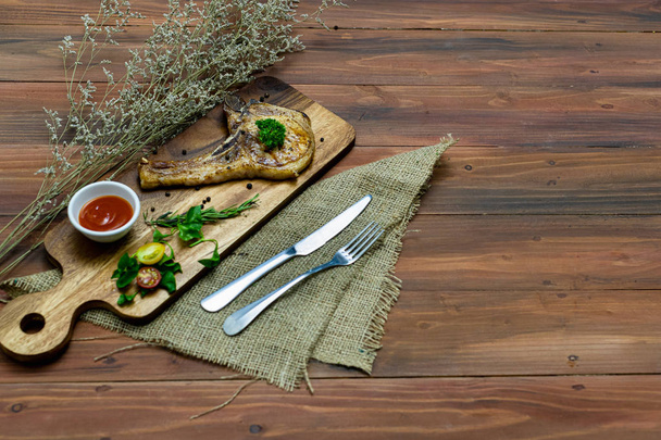 Pork chop steak with sauce - Fotografie, Obrázek