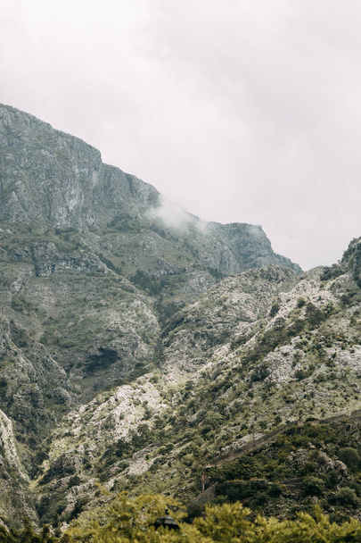 Panoramic views of the mountains in Europe. Mountains and rocks in the Bay of Kotor, Montenegro.  - Fotó, kép