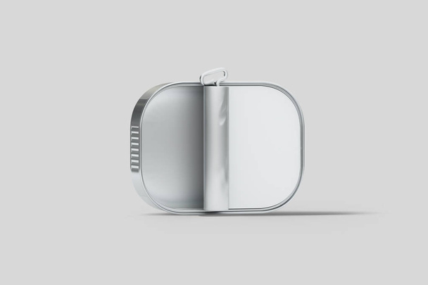 Tin kan mock-up met ring pull voor voedsel. Klaar voor uw ontwerp en branding. Realistische foto. 3D rendering. Blanco label - Foto, afbeelding