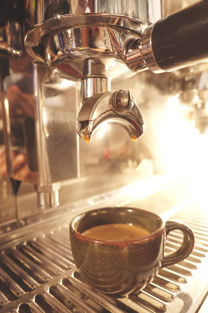 close up of coffee machine preparing cup of coffee - Φωτογραφία, εικόνα