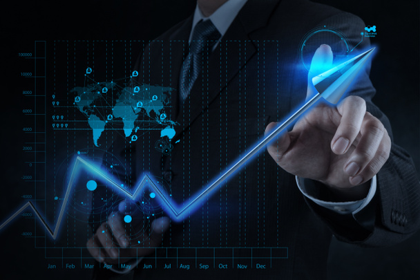 business man hand touch 3d virtual chart business
 - Фото, изображение