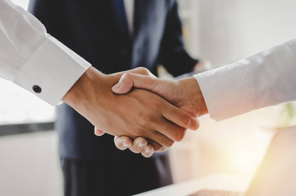 Deal. group of business people handshake after finishing up business meeting in meeting room at office, congratulation, investor, success, partnership, teamwork, financial and connection concept - Fotoğraf, Görsel