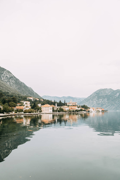 Attractions and the coastal town of Kotor. Panorama of the Gulf in Montenegro, Kindness.  - Fotoğraf, Görsel